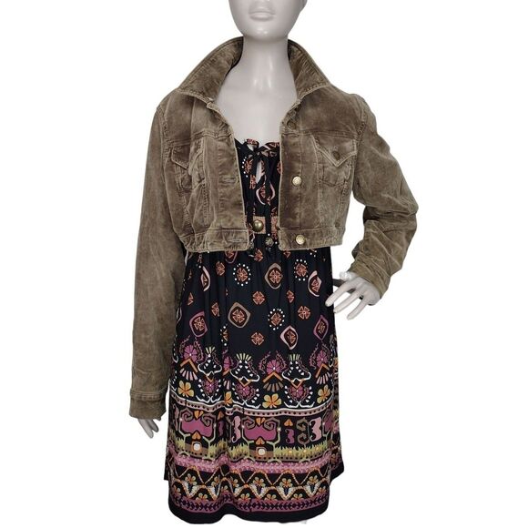 Vintage 90s Y2K Zana Di ZD Brown Corduroy Cropped Button-Up Jacket Size L/XL - Picture 3 of 9